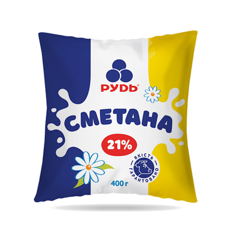 Сметана РУДЬ 21%, 400г, плівка поліетиленова